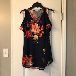 Floral cold shoulder top